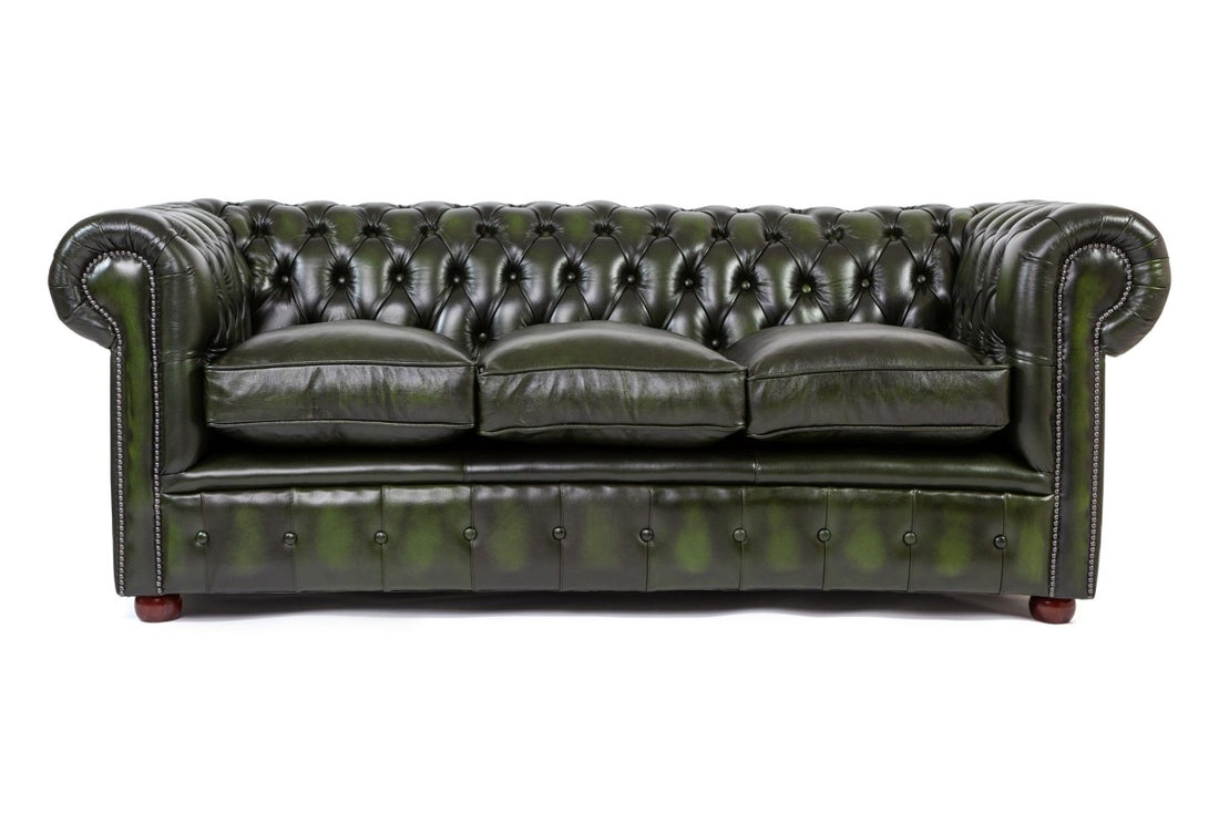 Divano chesterfield club nuovo originale inglese 3 posti verde anticato