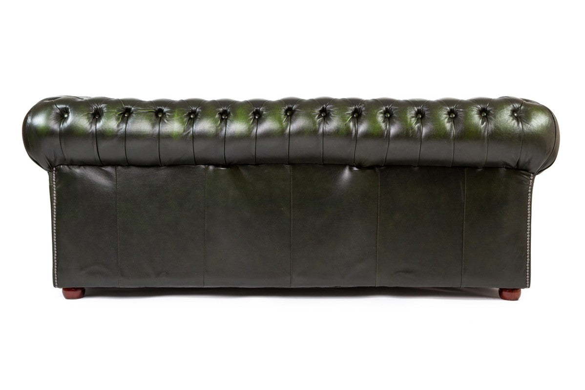 Divano chesterfield club nuovo originale inglese 3 posti verde anticato - Antichità Sale