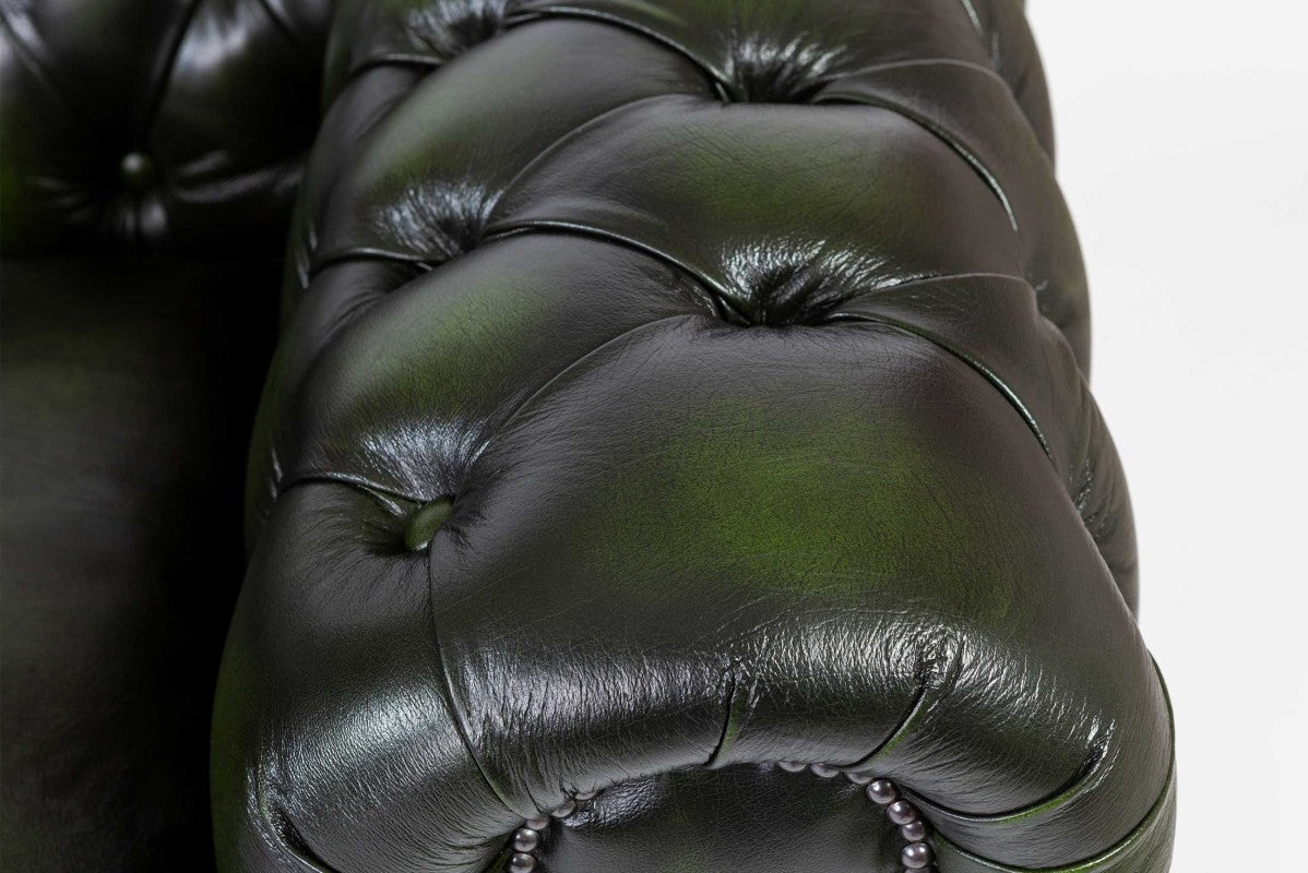 Divano chesterfield club nuovo originale inglese 3 posti verde anticato - Antichità Sale