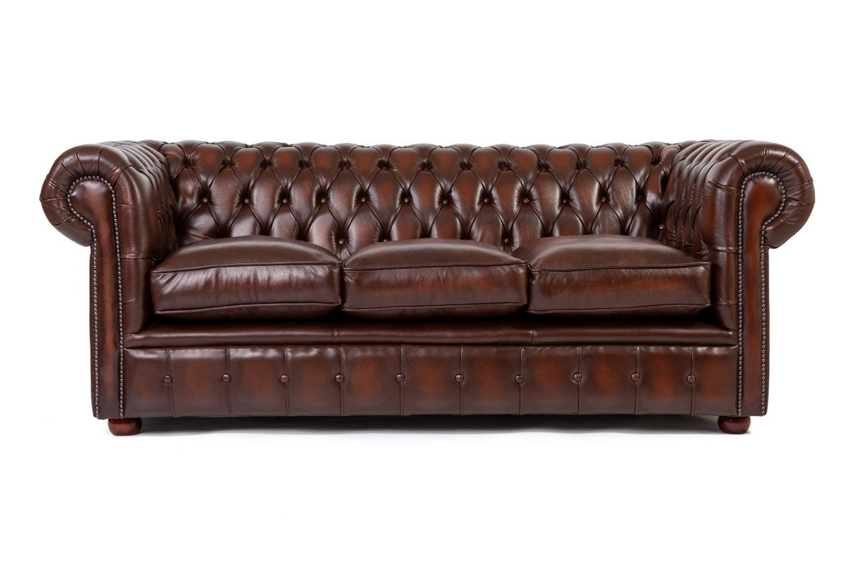 Divano chesterfield club nuovo originale inglese 3 posti marrone - Antichità Sale