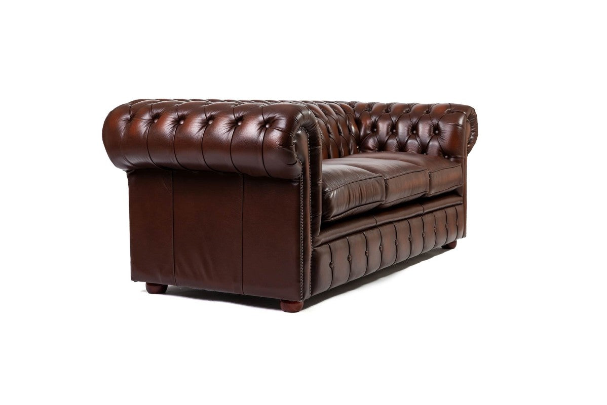 Divano chesterfield club nuovo originale inglese 3 posti marrone - Antichità Sale