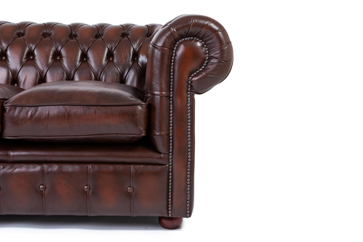 Divano chesterfield club nuovo originale inglese 3 posti marrone - Antichità Sale