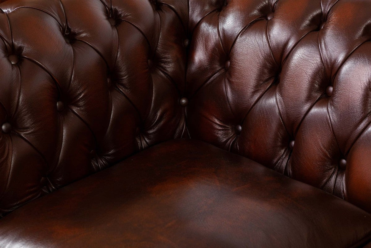 Divano chesterfield club nuovo originale inglese 3 posti marrone - Antichità Sale