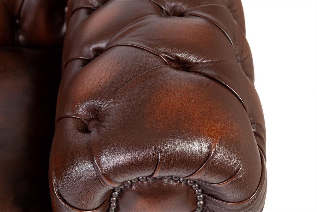 Divano chesterfield club nuovo originale inglese 3 posti marrone