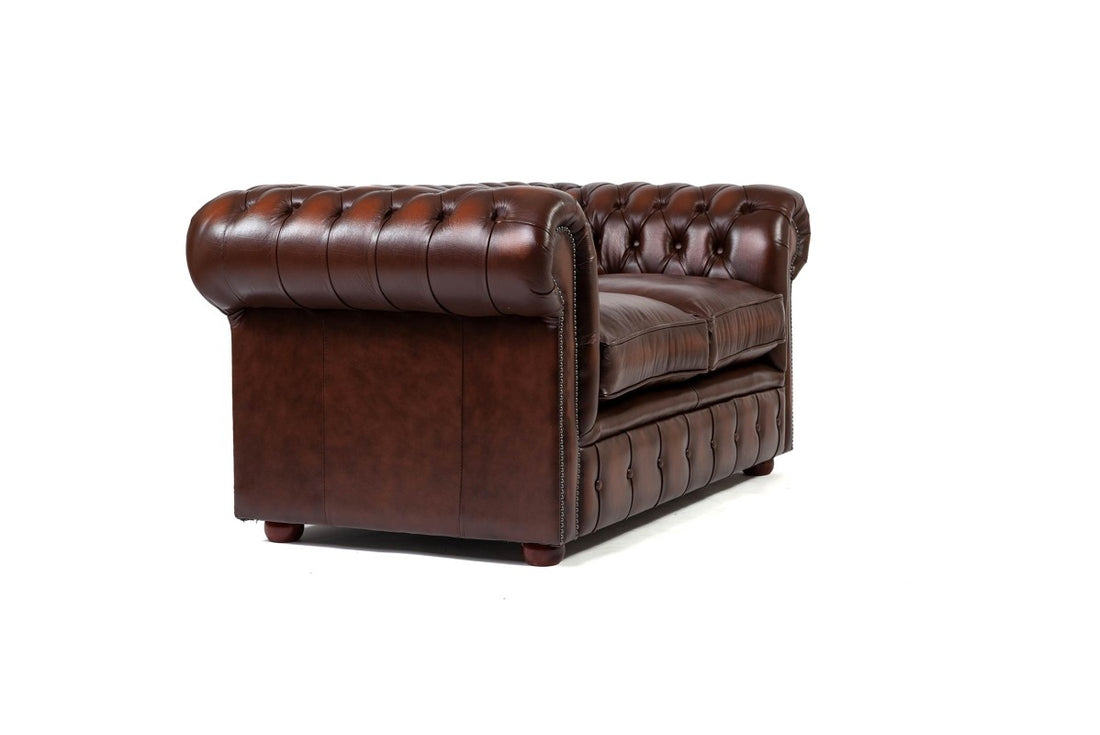Divano chesterfield club nuovo originale inglese 2 posti marrone