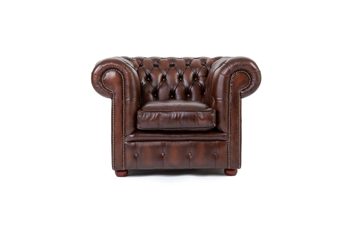 Poltrona chesterfield club nuova originale inglese marrone - Antichità Sale