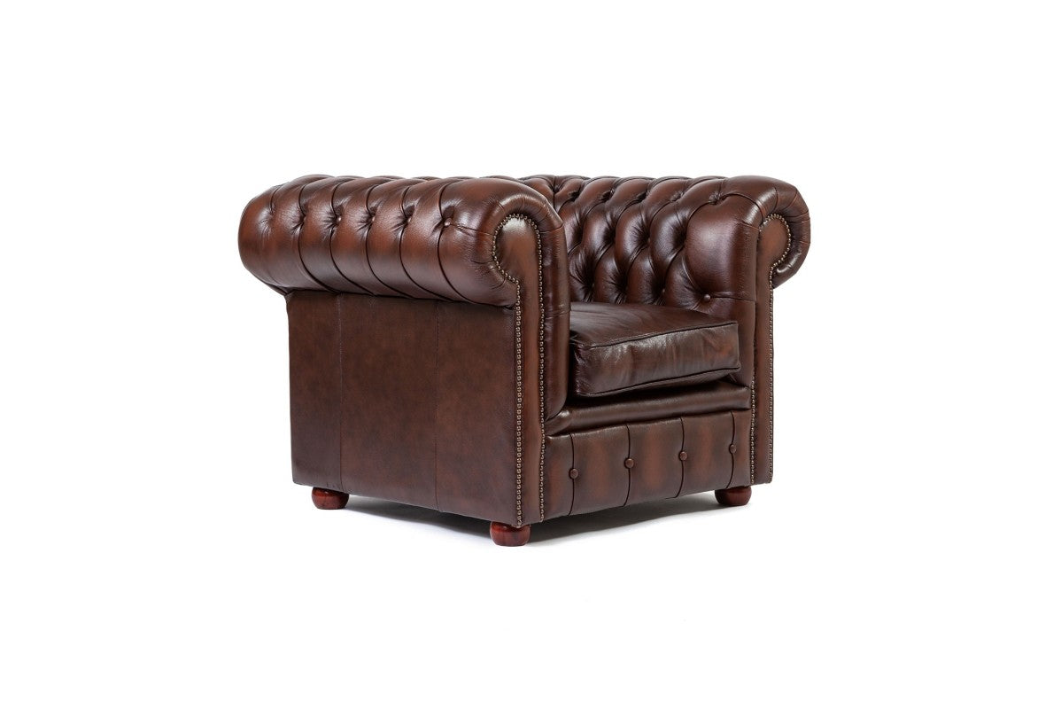 Poltrona chesterfield club nuova originale inglese marrone - Antichità Sale