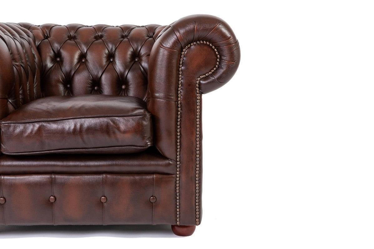 Poltrona chesterfield club nuova originale inglese marrone - Antichità Sale