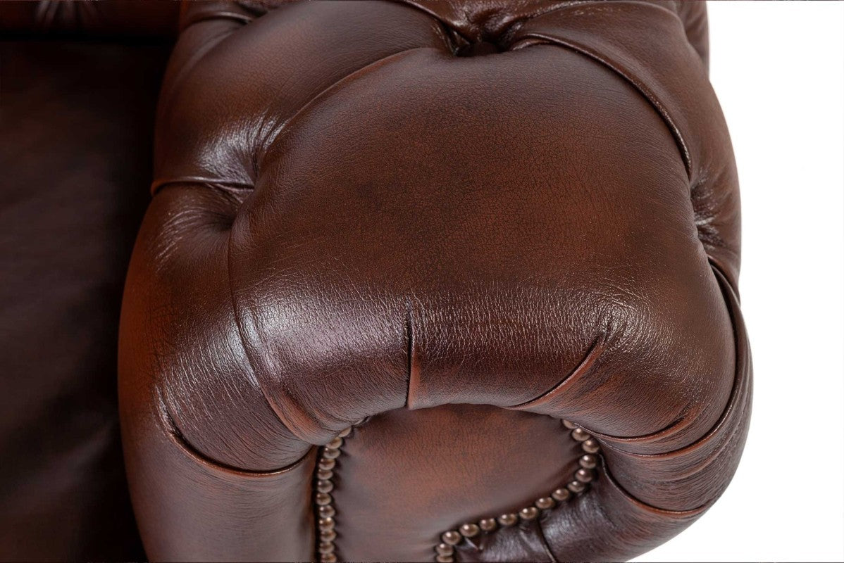 Poltrona chesterfield club nuova originale inglese marrone - Antichità Sale