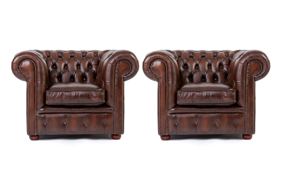 Poltrona chesterfield club nuova originale inglese marrone - Antichità Sale