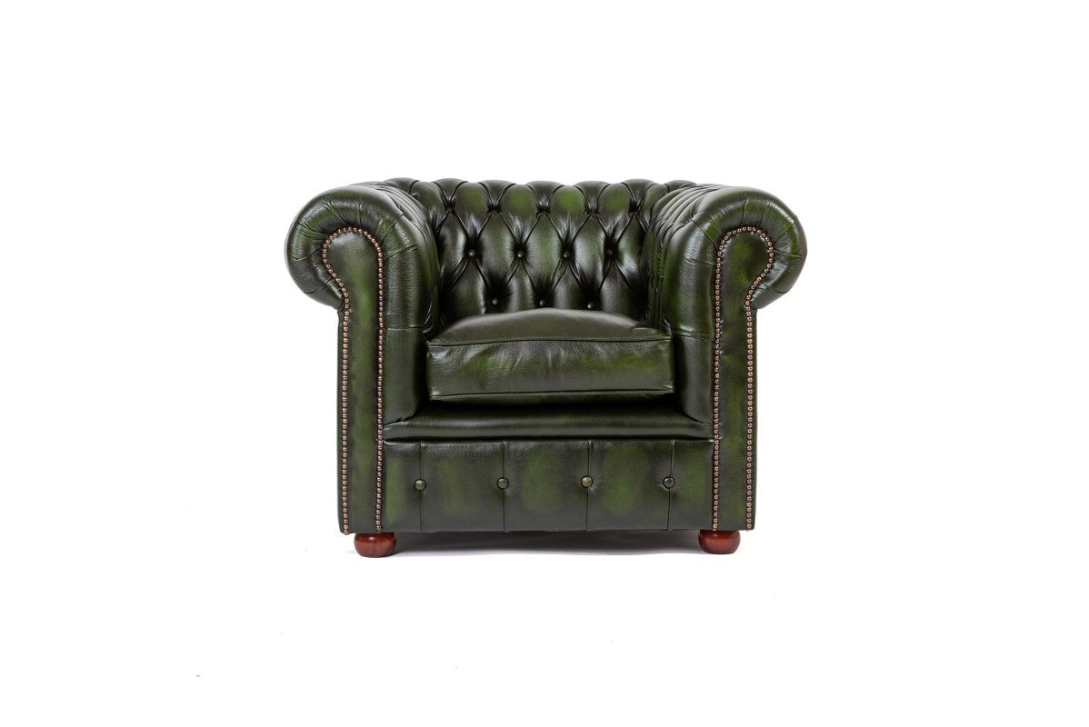 Poltrona chesterfield club nuova originale inglese verde - Antichità Sale