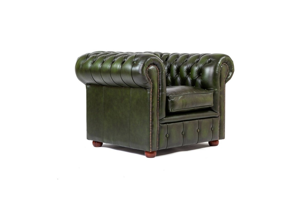 Poltrona chesterfield club nuova originale inglese verde - Antichità Sale