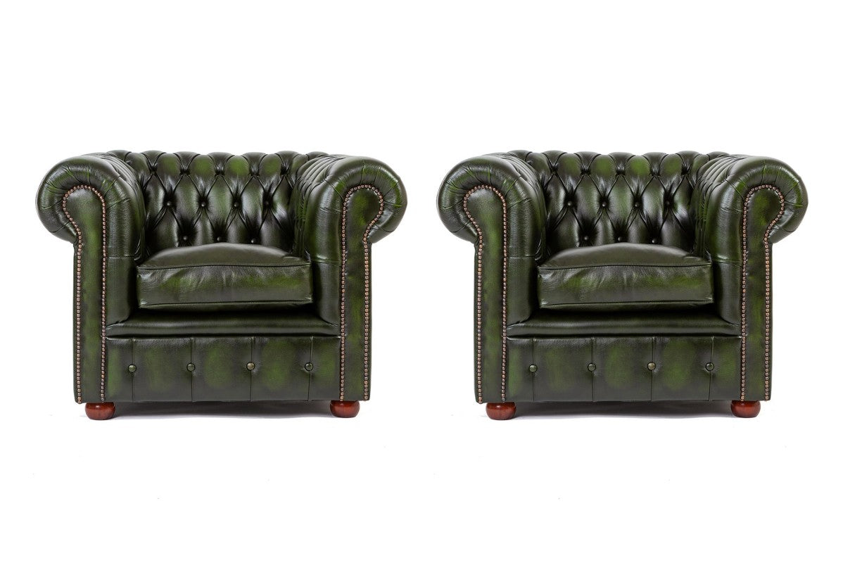 Poltrona chesterfield club nuova originale inglese verde - Antichità Sale
