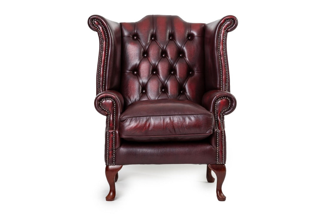 Poltrona chesterfield Queen Anne nuova originale inglese bordeaux