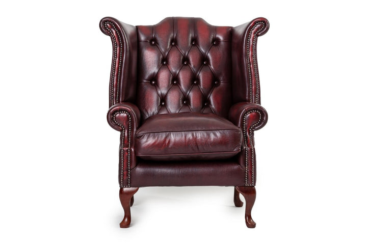 Poltrona chesterfield Queen Anne nuova originale inglese bordeaux