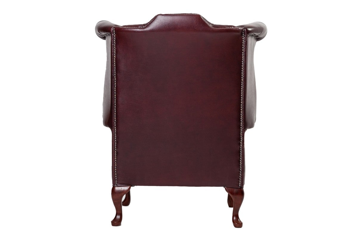 Poltrona chesterfield Queen Anne nuova originale inglese bordeaux - Antichità Sale