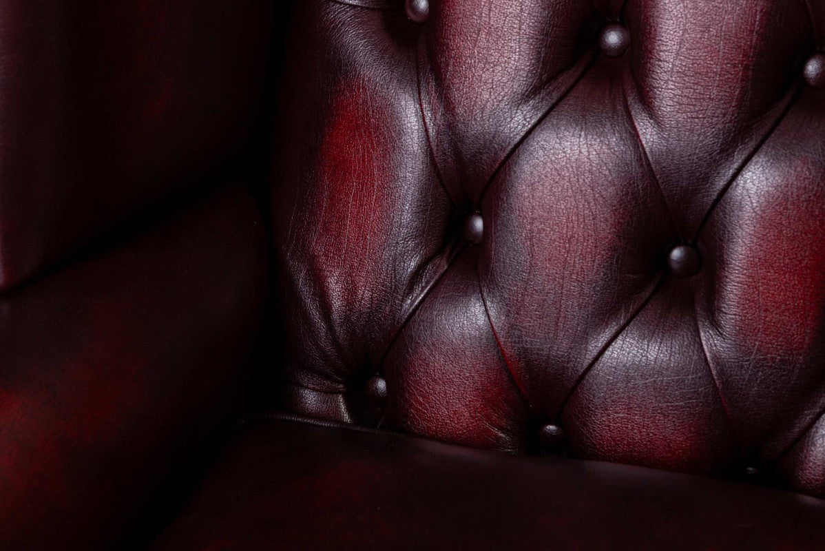 Poltrona chesterfield Queen Anne nuova originale inglese bordeaux - Antichità Sale