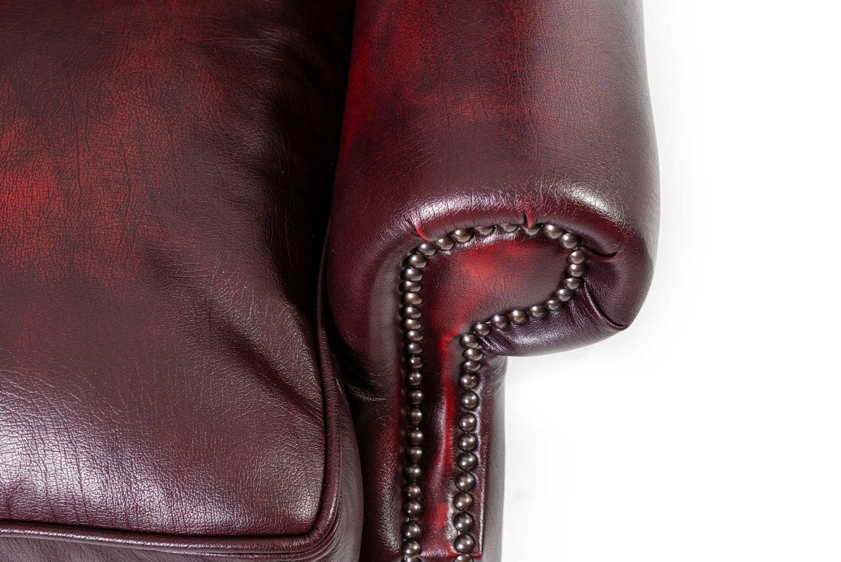 Poltrona chesterfield Queen Anne nuova originale inglese bordeaux - Antichità Sale