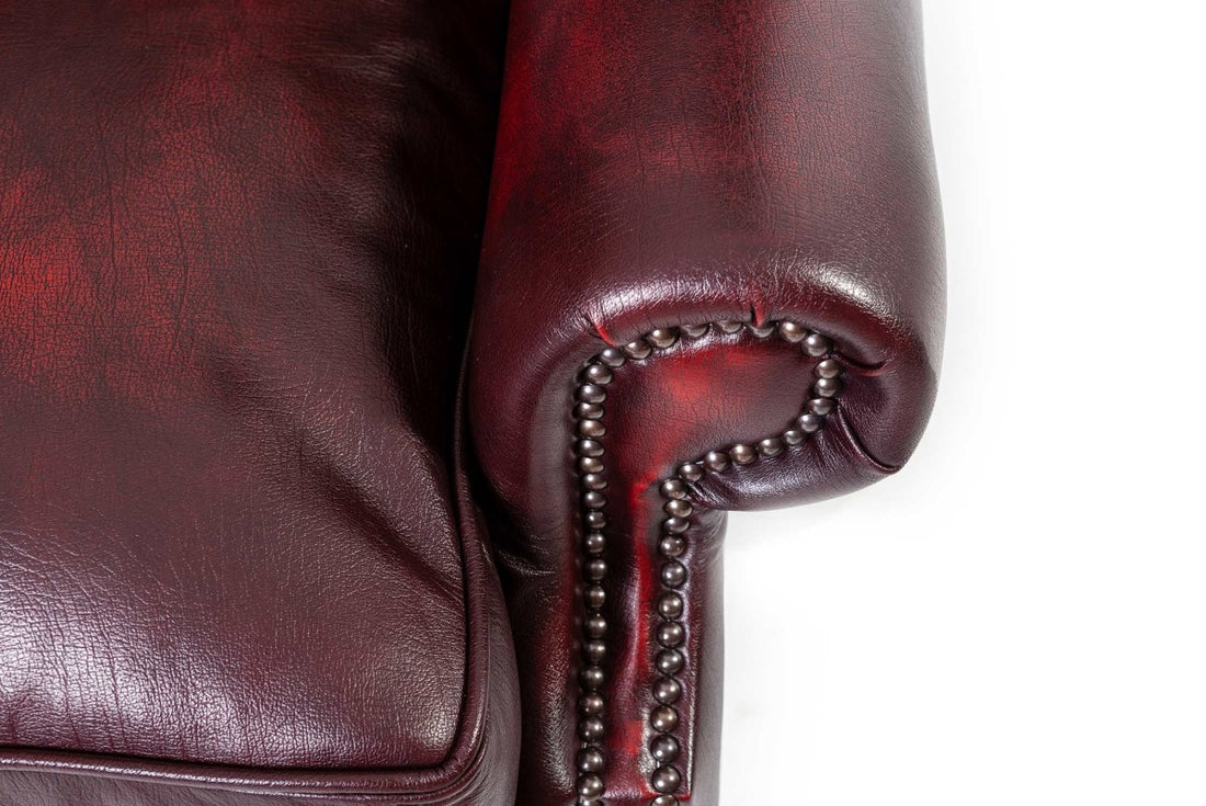 Poltrona chesterfield Queen Anne nuova originale inglese bordeaux
