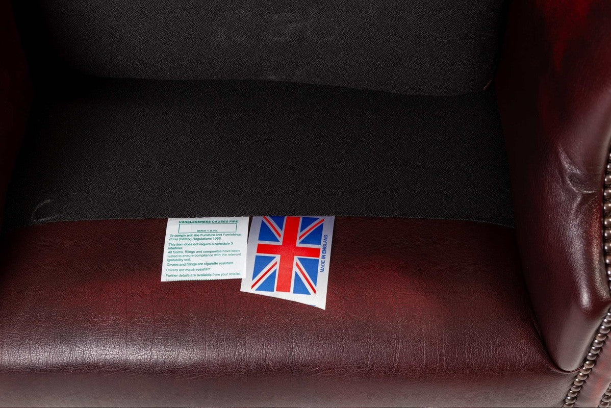 Poltrona chesterfield Queen Anne nuova originale inglese bordeaux - Antichità Sale