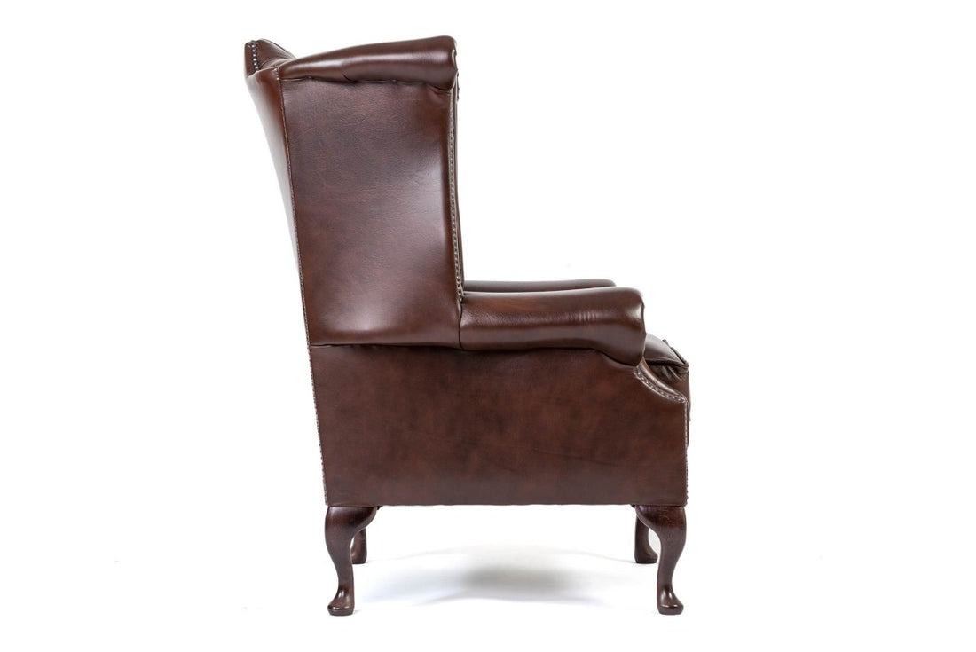 Poltrona chesterfield Queen Anne nuova originale inglese marrone