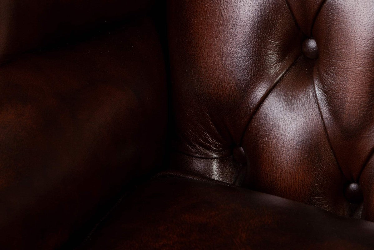 Poltrona chesterfield Queen Anne nuova originale inglese marrone - Antichità Sale