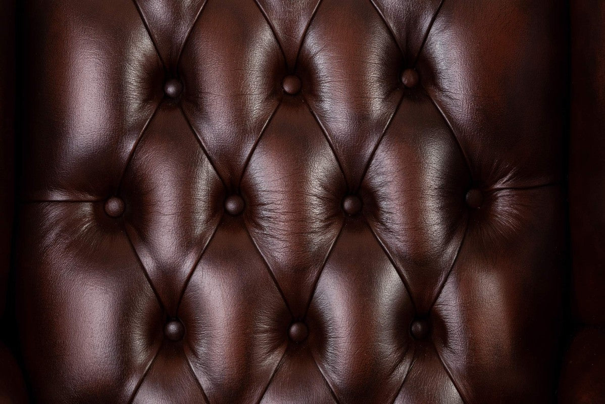 Poltrona chesterfield Queen Anne nuova originale inglese marrone - Antichità Sale