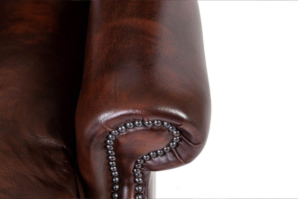 Poltrona chesterfield Queen Anne nuova originale inglese marrone - Antichità Sale