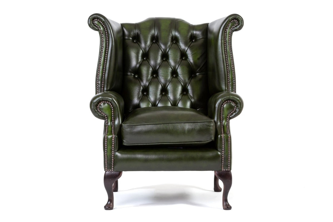 Poltrona chesterfield Queen Anne nuova originale inglese verde