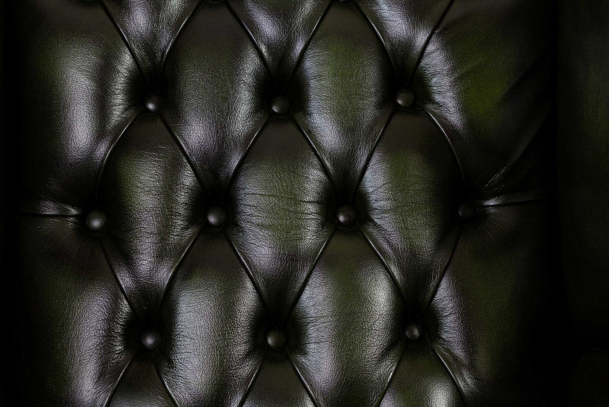 Poltrona chesterfield Queen Anne nuova originale inglese verde - Antichità Sale