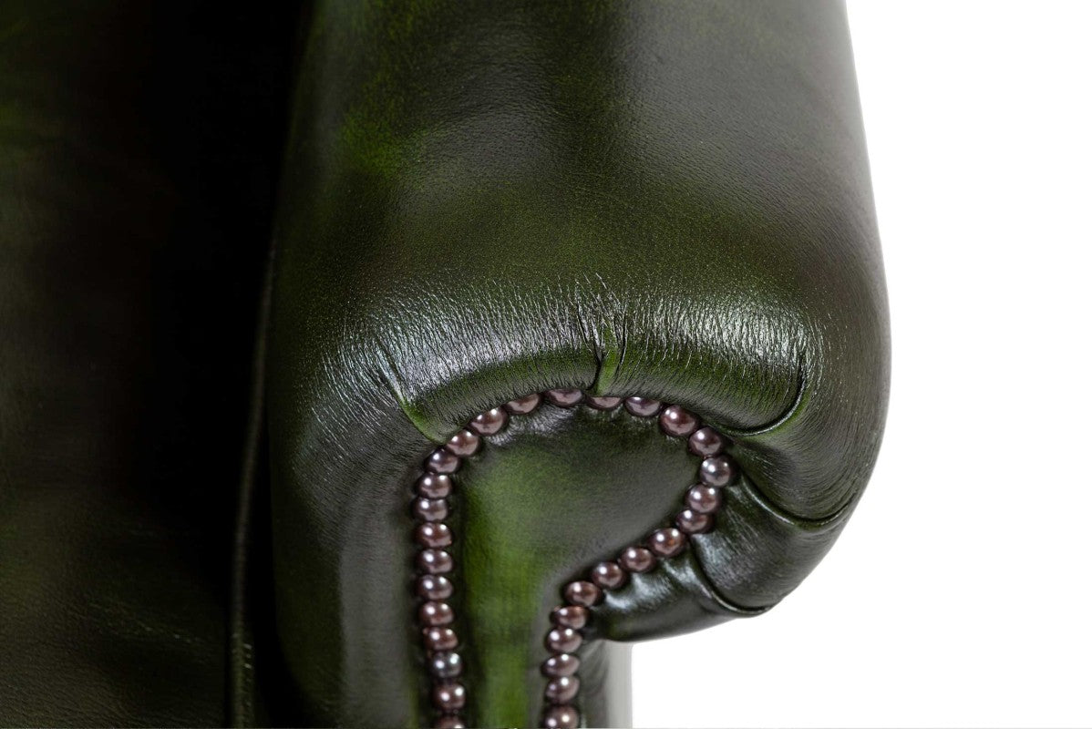 Poltrona chesterfield Queen Anne nuova originale inglese verde - Antichità Sale