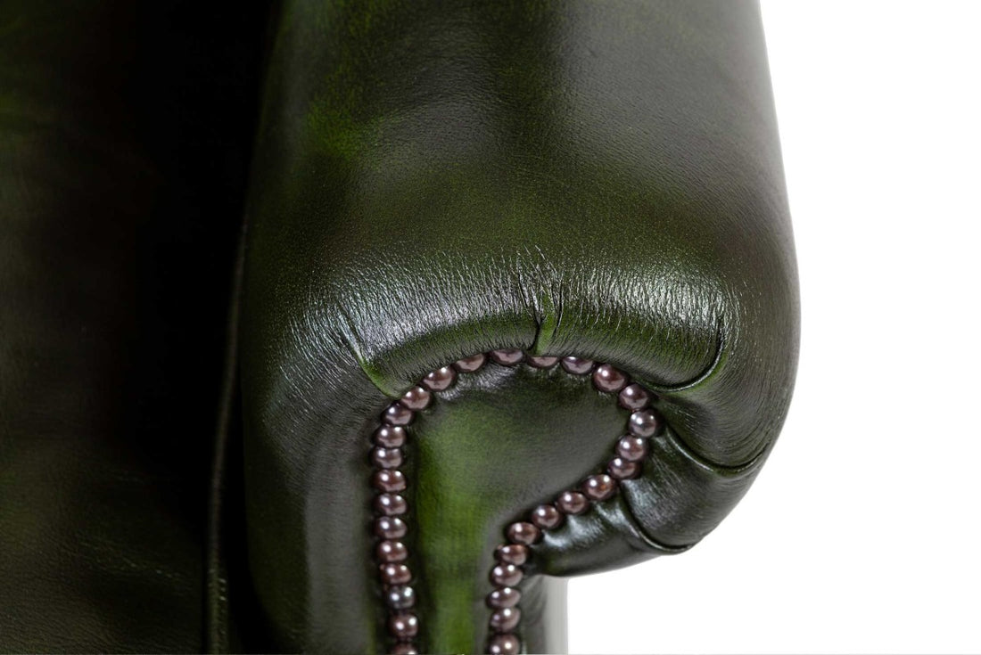Poltrona chesterfield Queen Anne nuova originale inglese verde