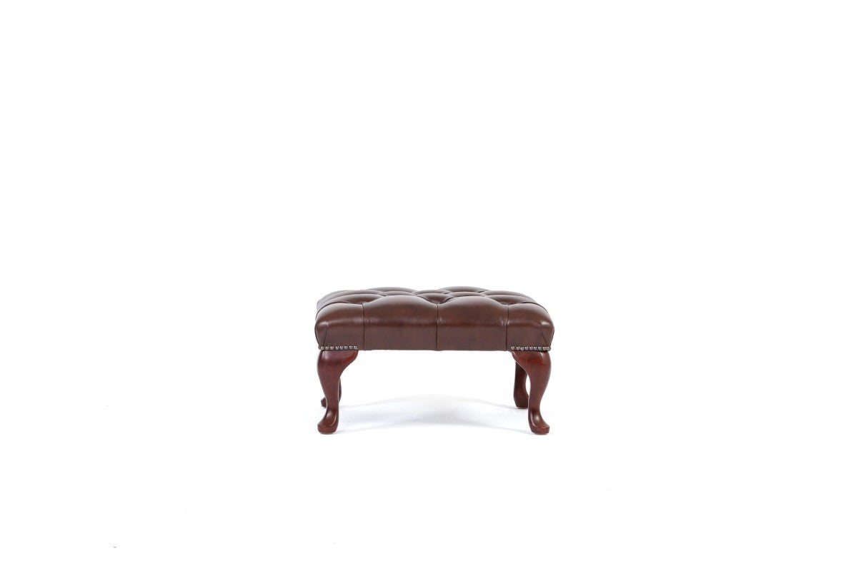Poggiapiedi chesterfield nuovo originale inglese marrone - Antichità Sale