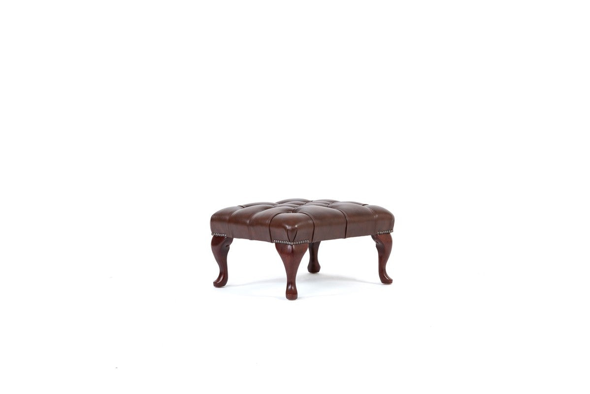 Poggiapiedi chesterfield nuovo originale inglese marrone - Antichità Sale