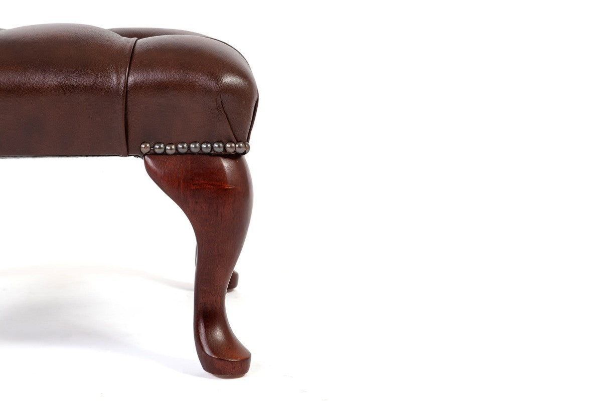 Poggiapiedi chesterfield nuovo originale inglese marrone - Antichità Sale