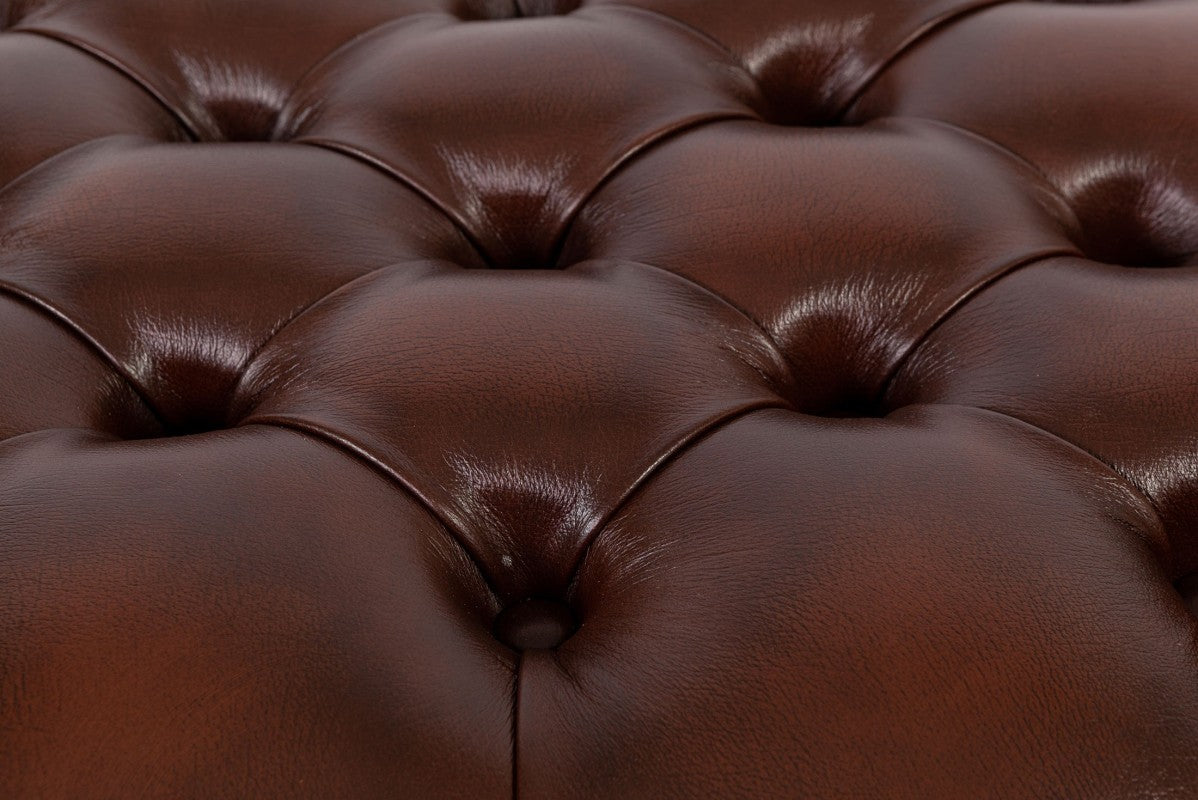 Poggiapiedi chesterfield nuovo originale inglese marrone - Antichità Sale