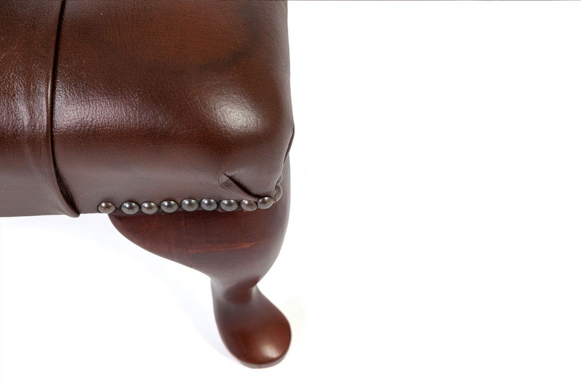 Poggiapiedi chesterfield nuovo originale inglese marrone - Antichità Sale