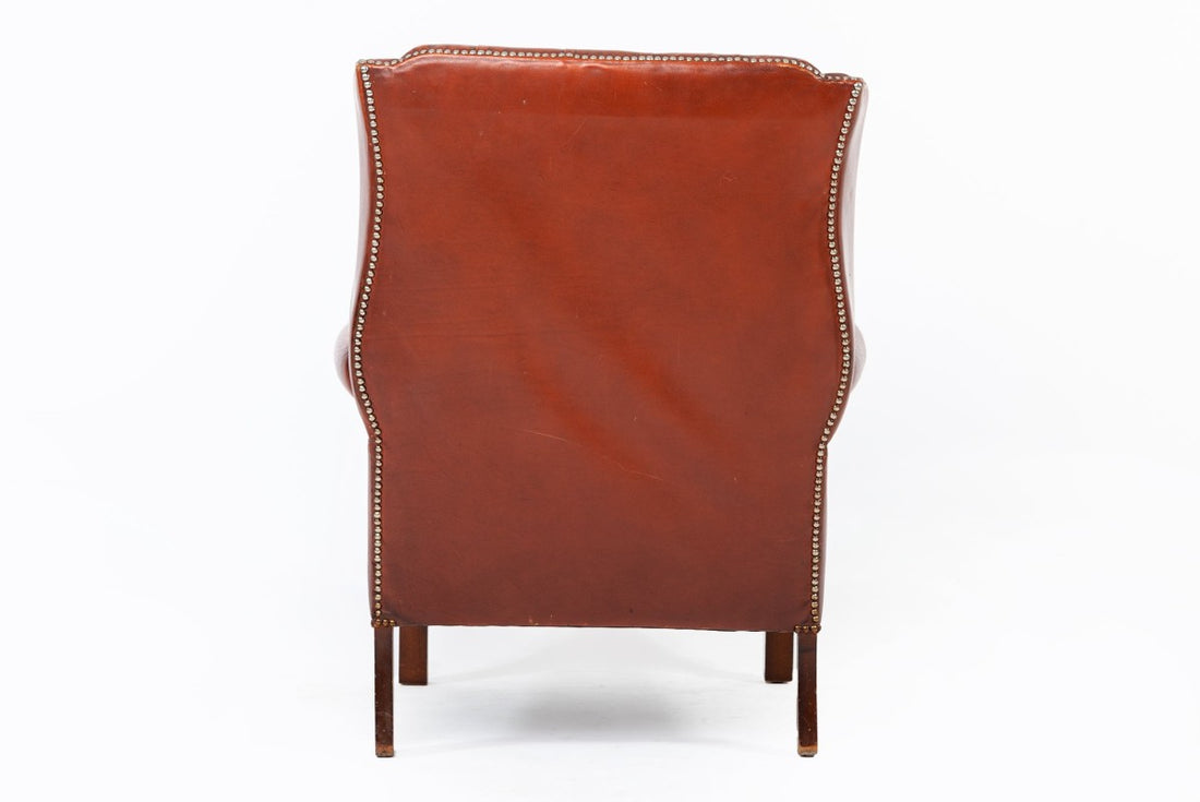 Poltrona chesterfield bergere inglese originale vintage marrone anni '70