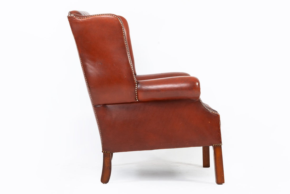 Poltrona chesterfield bergere inglese originale vintage marrone anni '70