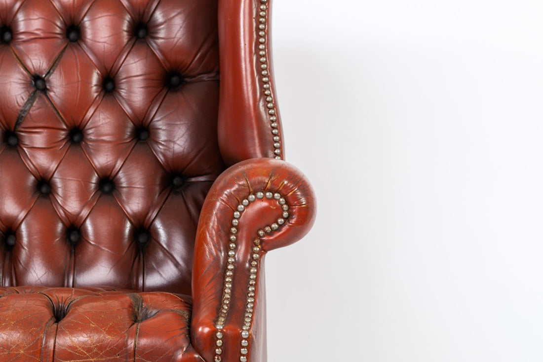 Poltrona chesterfield bergere inglese originale vintage marrone anni '70