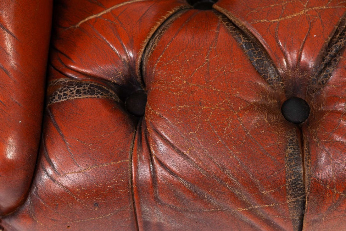 Poltrona chesterfield bergere inglese originale vintage marrone anni '70