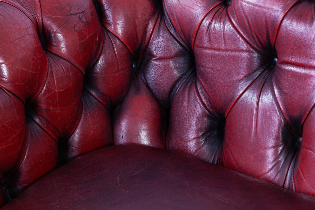 Divano chesterfield Oxford 3 posti inglese vintage originale bordeaux