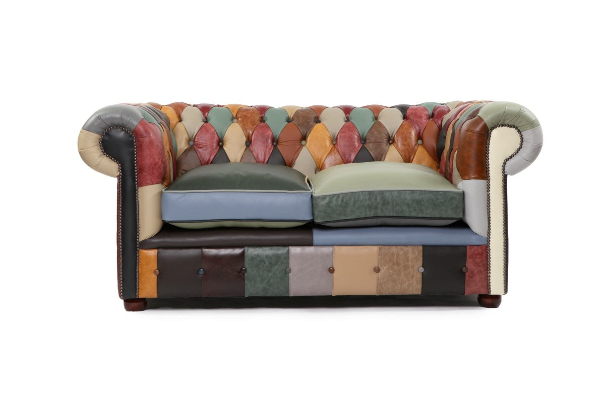 Divano Chesterfield harlequin patchwork club 2 posti nuovo inglese originale - Antichità Sale