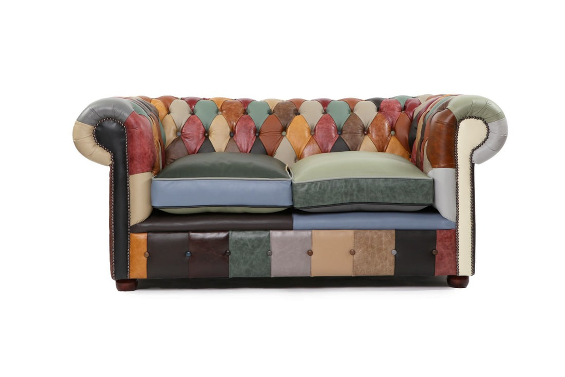 Divano Chesterfield harlequin patchwork club 2 posti nuovo inglese originale