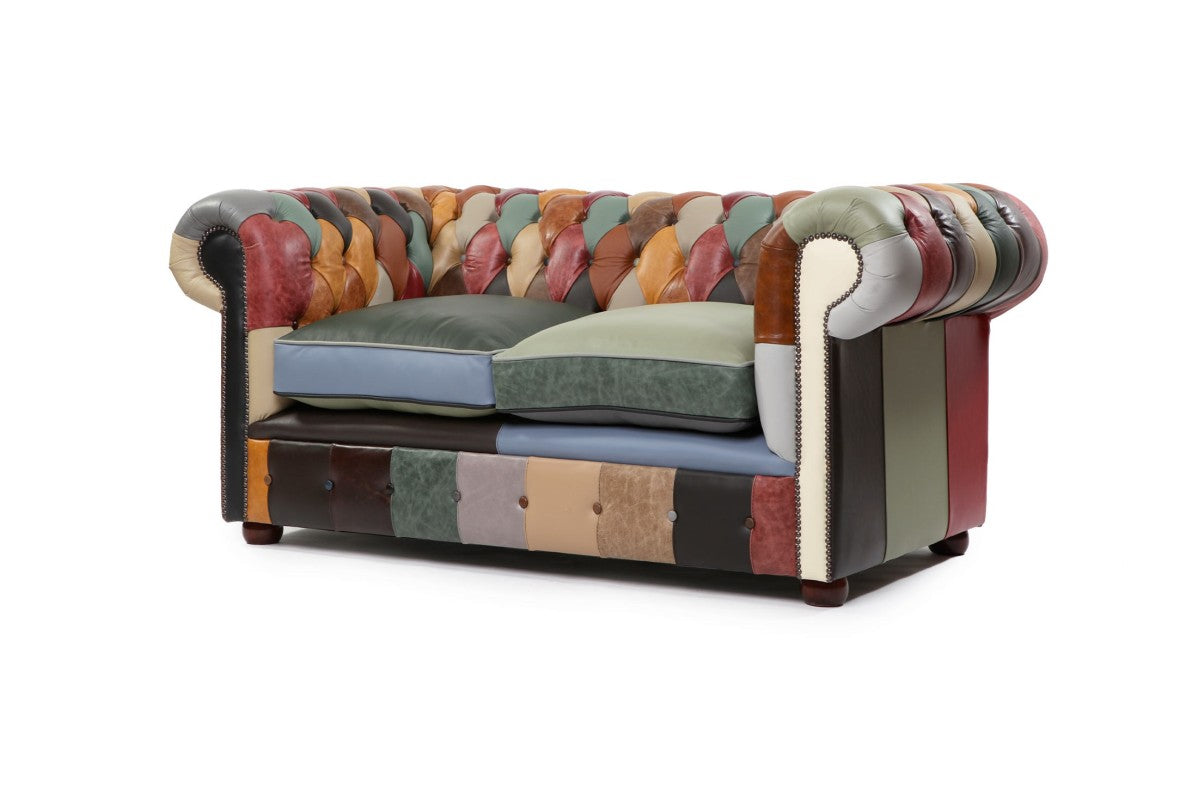 Divano Chesterfield harlequin patchwork club 2 posti nuovo inglese originale - Antichità Sale
