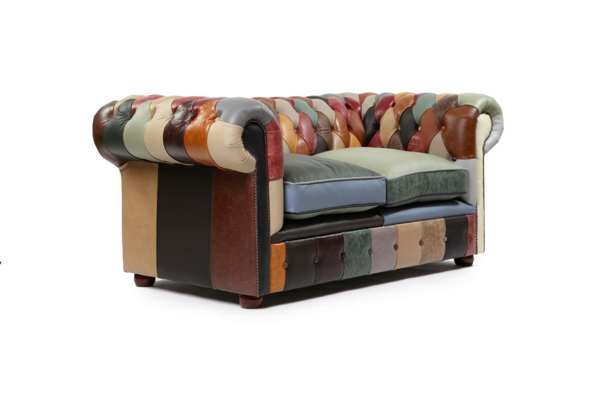 Divano Chesterfield harlequin patchwork club 2 posti nuovo inglese originale - Antichità Sale