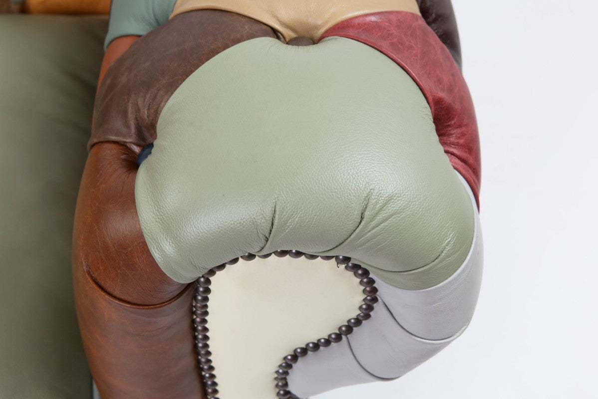 Divano Chesterfield harlequin patchwork club 2 posti nuovo inglese originale - Antichità Sale
