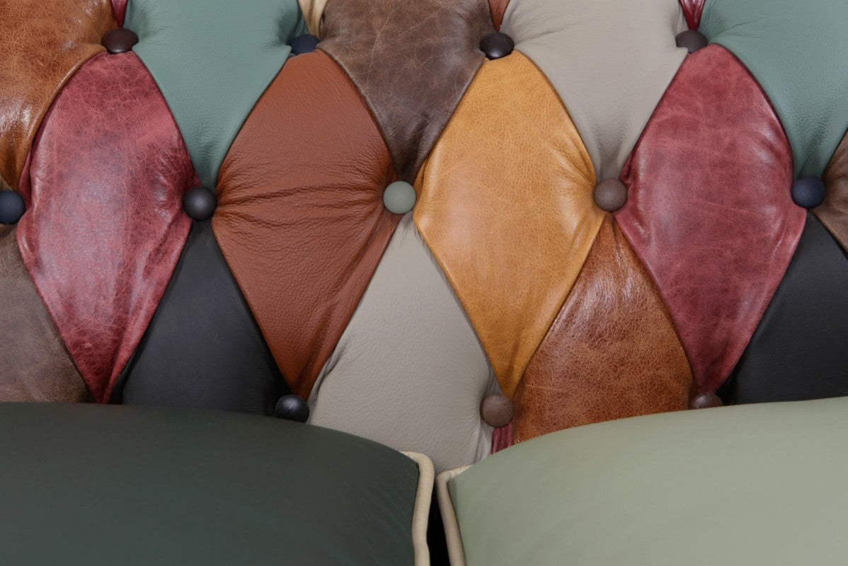 Divano Chesterfield harlequin patchwork club 2 posti nuovo inglese originale - Antichità Sale