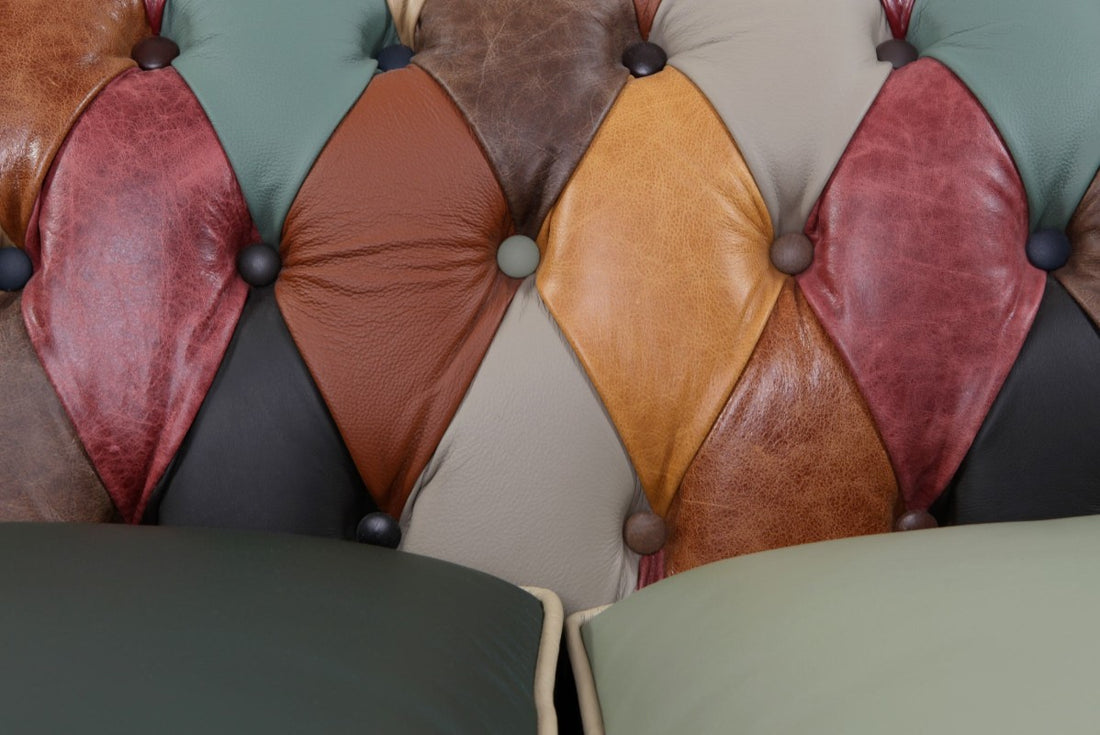 Divano Chesterfield harlequin patchwork club 2 posti nuovo inglese originale