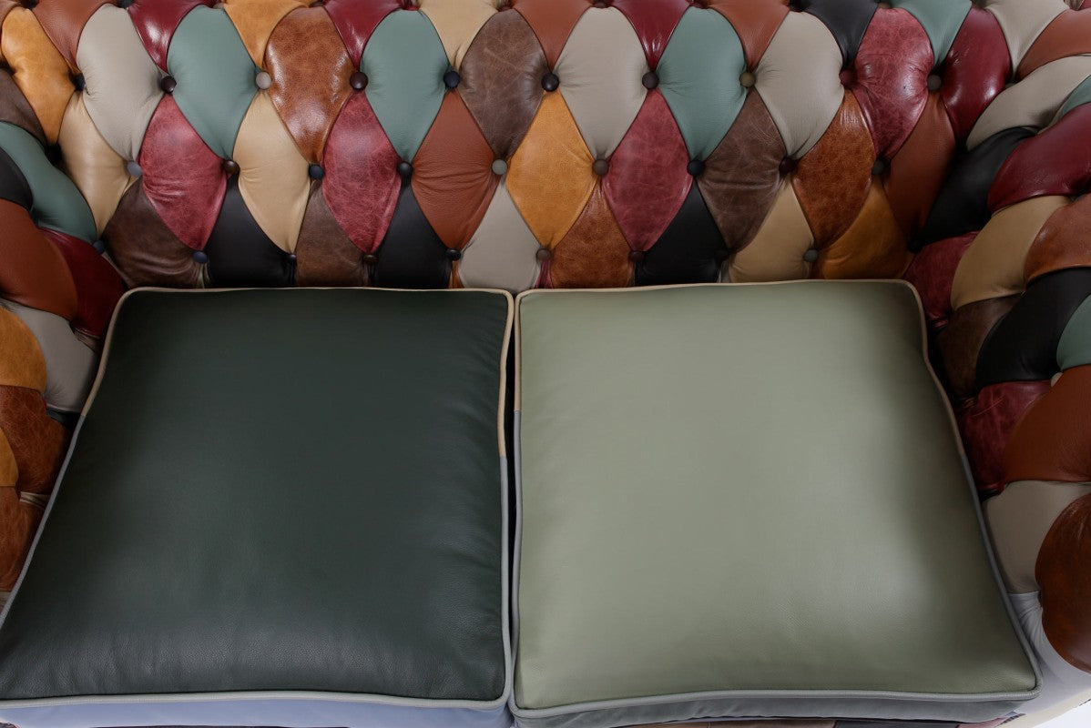 Divano Chesterfield harlequin patchwork club 2 posti nuovo inglese originale - Antichità Sale